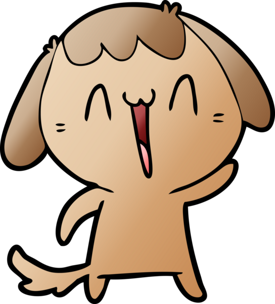 Bir insan tarafından çizilmiş gülen bir köpek.