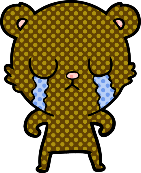 Bir insan tarafından çizilmiş ağlayan çizgi film ayısı.