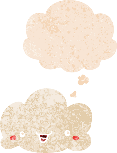 Düşünce baloncuklu karikatür bulutu grunge sıkıntılı retro desen bir insan tarafından çizilmiş