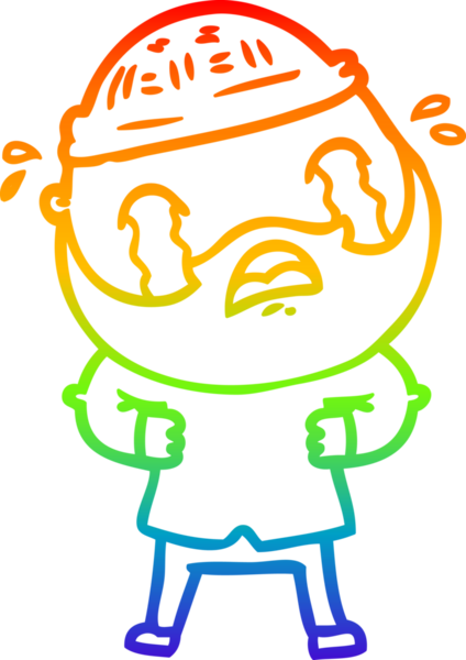 Bir insan tarafından çizilmiş ağlayan sakallı bir adamın çizimi.