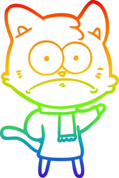 Gökkuşağı gradyan çizgi çizimi Bir insan tarafından çizilmiş gergin kedi