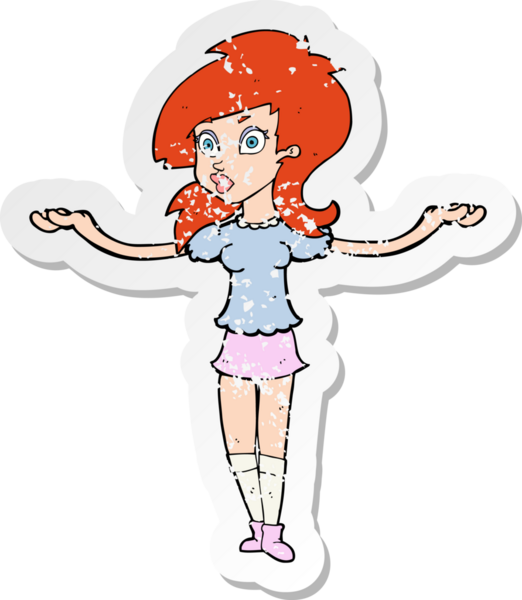 Bir insan tarafından çizilmiş, kafası karışmış bir karikatürün gerilimli çıkartması.