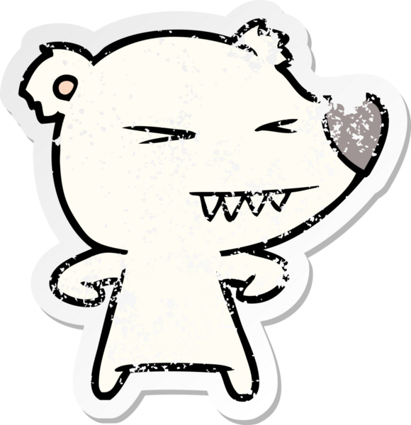 Kızgın bir kutup ayısı karikatürü bir insan tarafından çizilmiş.