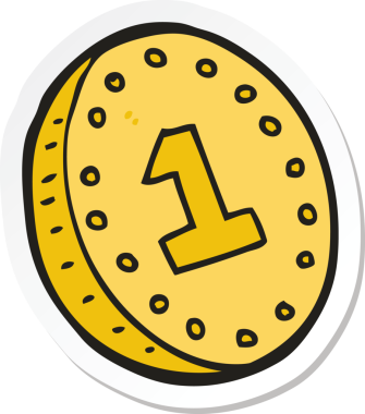 Bir insan tarafından çizilmiş karikatür madeni parasının çıkartması.