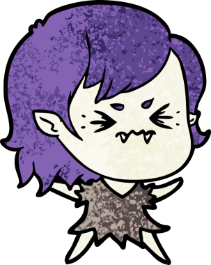 Bir insan tarafından çizilmiş kızgın vampir kız.