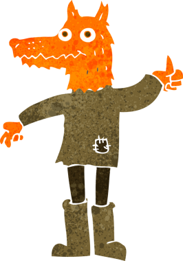 Bir insan tarafından çizilmiş tilki adam.