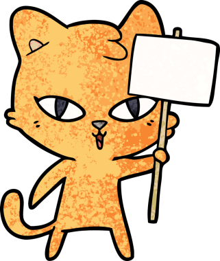 Bir insan tarafından çizilmiş çizgi film kedisi.