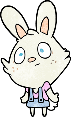 Bir insan tarafından çizilmiş şirin tavşan omuz silkiyor.