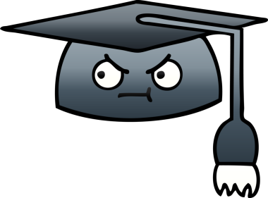 Bir insan tarafından çizilmiş mezuniyet şapkasının gölgeli çizgi filmi.