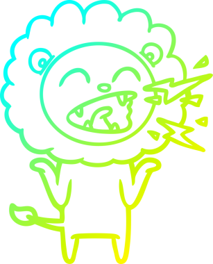 Bir insan tarafından çizilen kükreyen aslanın soğuk çizgi çizimi.