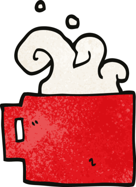 bir insan tarafından çizilmiş bir fincan sıcak kahve.