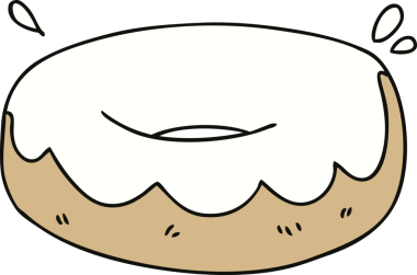 Bir insan tarafından çizilmiş garip bir karikatür buzlu çörek.