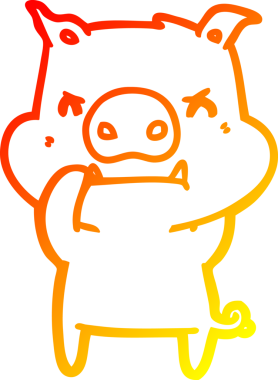 Bir insan tarafından çizilmiş kızgın çizgi film domuzu çizimi.