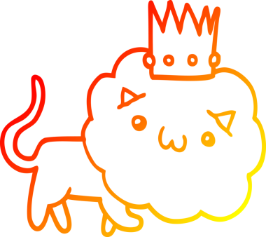 Karikatür aslanının insan tarafından çizilmiş sıcak çizgi çizgisi.