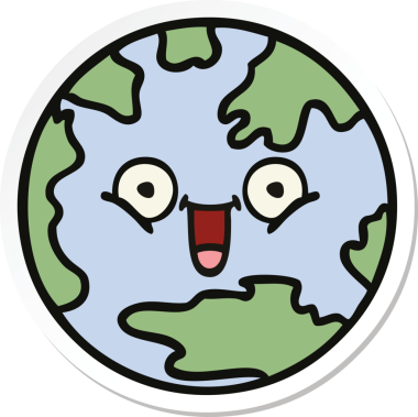 Bir insan tarafından çizilmiş şirin bir çizgi film gezegeninin çıkartması.