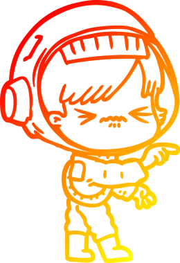 Bir insan tarafından çizilmiş bir astronot kadın çizgi çizimi.