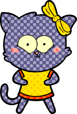 Bir insan tarafından çizilmiş çizgi film kedisi.