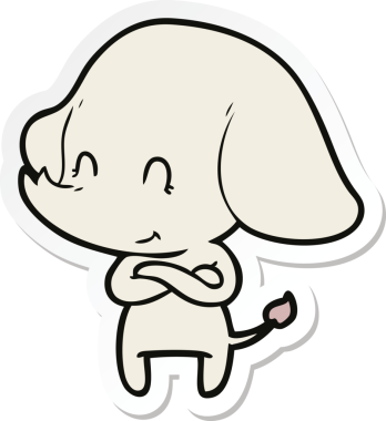 Bir insan tarafından çizilmiş şirin bir fil çıkartması.