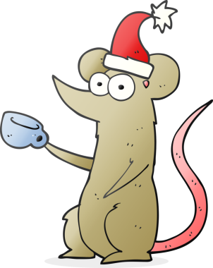 Bir insan tarafından çizilmiş Noel şapkası takan serbest çizim faresi.