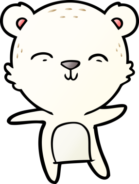 Bir insan tarafından çizilmiş mutlu kutup ayısı çizgi filmi.