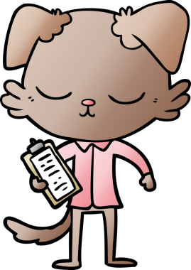 Bir insan tarafından çizilmiş şirin bir çizgi film köpeği.