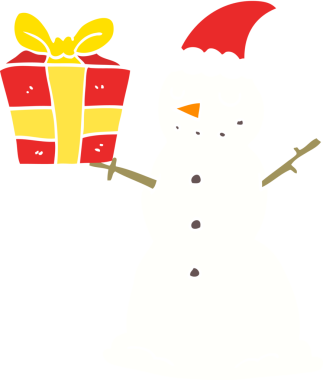 Bir insan tarafından çizilmiş düz renkli kardan adam çizimi