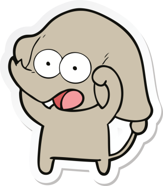 Bir insan tarafından çizilmiş şirin bir fil çıkartması.