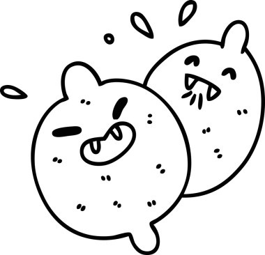 Bir insanın çizdiği en korkunç meyve olan iki vampir limonunun çizgi karalaması.