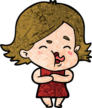 Bir insan tarafından çizilen karikatür kızı.