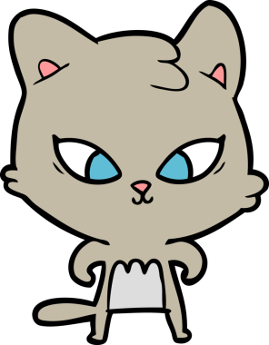 Bir insan tarafından çizilmiş sevimli çizgi film kedisi.