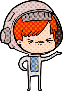 Bir insan tarafından çizilmiş astronot kadın.