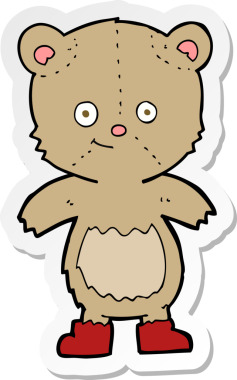 Bir insan tarafından çizilmiş şirin bir oyuncak ayının çıkartması.