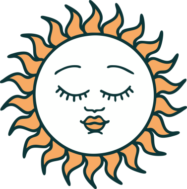 Bir insan tarafından çizilmiş bir güneşin ikonik dövme şekli