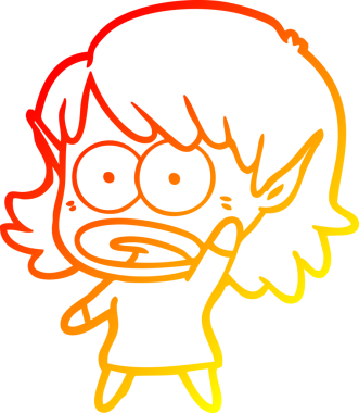 Bir çizgi film karakteri çizimi bir insan tarafından çizilmiş elf kızı şok etti.