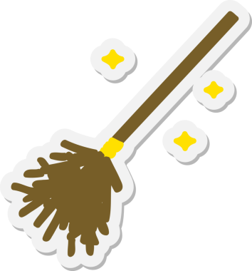 Bir insan tarafından çizilmiş sihirli süpürge sopası.