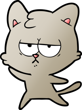 Bir insan tarafından çizilmiş sıkıcı çizgi film kedisi.