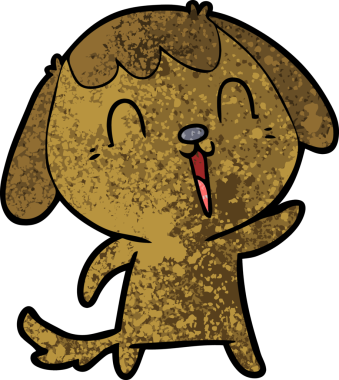 Bir insan tarafından çizilmiş şirin bir çizgi film köpeği.