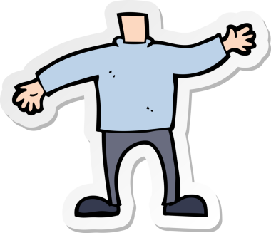 Bir insan tarafından çizilmiş kollarını sallayan bir karikatür vücudunun çıkartması.