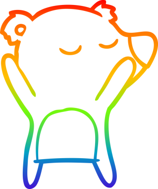 Bir insan tarafından çizilmiş mutlu bir çizgi film ayısının çizimi.