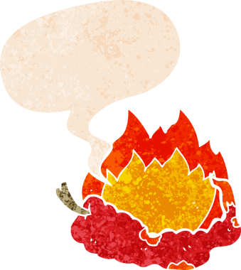 çizgi film sıcak biber ile konuşma balonu grunge sıkıntı retro dokuma tarzı bir insan tarafından çizilmiş