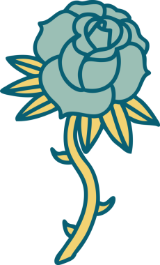 Bir insan tarafından çizilmiş bir gülün ikonik dövme şekli