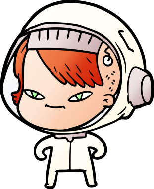 Bir insan tarafından çizilmiş astronot kadın.