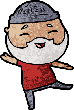 Bir insan tarafından çizilmiş mutlu sakallı bir adam.