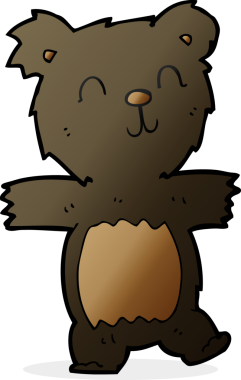 Bir insan tarafından çizilmiş sevimli siyah ayı yavrusu.