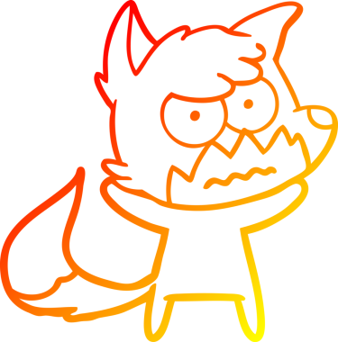 Bir insan tarafından çizilmiş kızgın tilki çizgi çizimi.