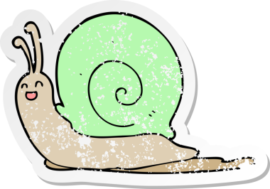 Bir insan tarafından çizilmiş karikatür salyangozunun sıkıntılı çıkartması.