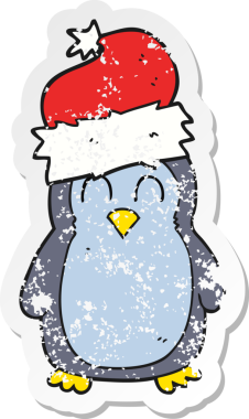 Bir insan tarafından çizilmiş penguen çizgi filminin gerilimli yapıştırması.