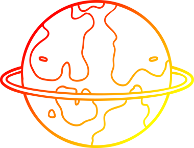 Bir insan tarafından çizilmiş bir uzaylı gezegeninin sıcak çizgi çizimi.