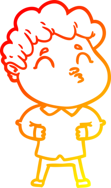 Bir insan tarafından çizilen çizgi film karakterinin sıcak çizgi çizimi