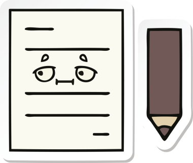 Bir insan tarafından çizilmiş şirin bir test kağıdının çıkartması.